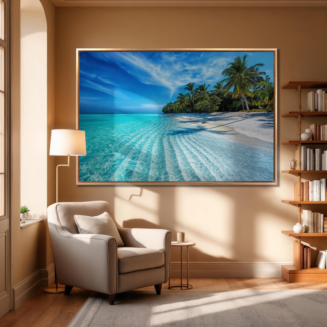 Tropical Beach Ocean Beach Palm Trees Art Print - Image 3