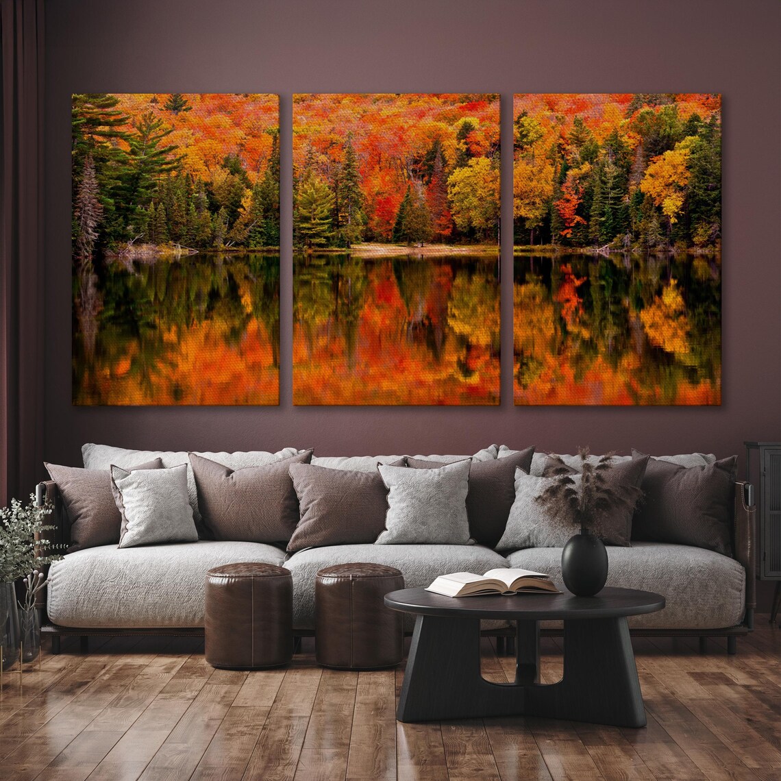 Autumn Forest Lake Reflection Fiery Fall Foliage Photo Poster - Image 6