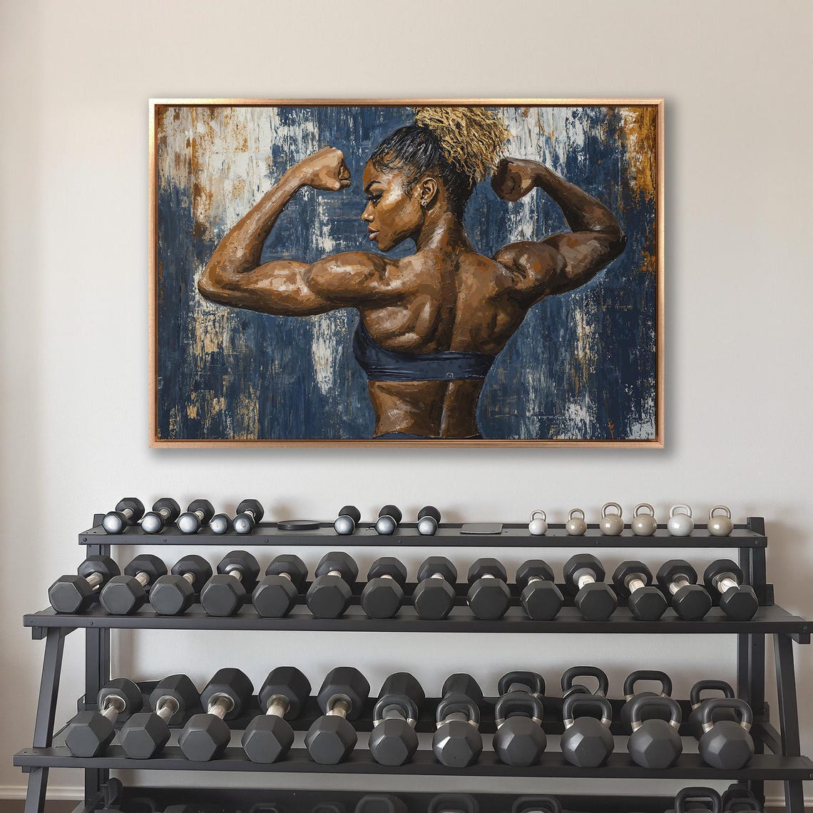 Strong Female Athlete Flexing Biceps Workout Motivation Poster - Image 4