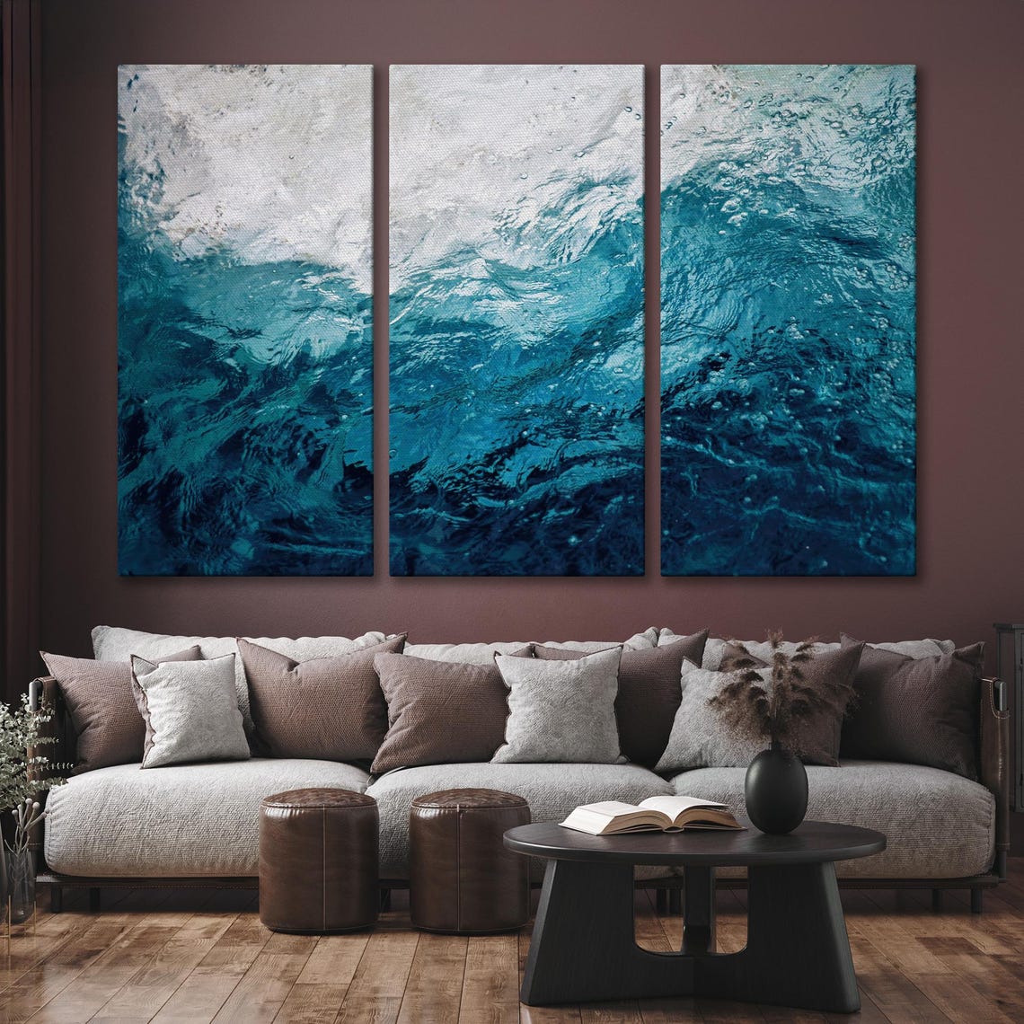 Swirling Turquoise Ocean Wave Abstract Blue Water Photo Poster - Image 6