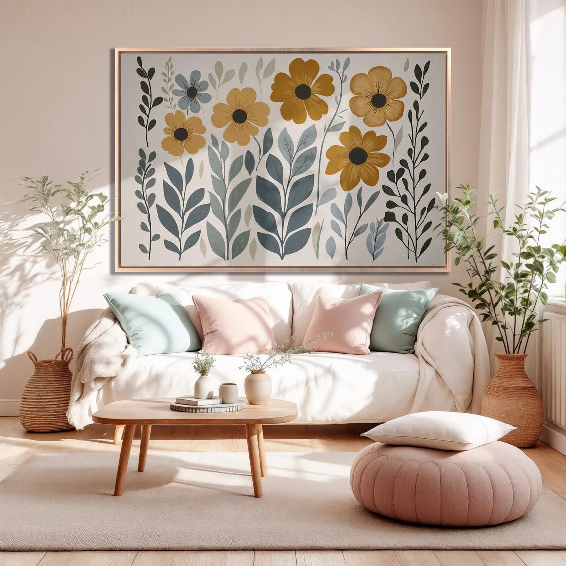 Mustard Cosmos Botanical Illustration Modern Floral Art Poster - Image 5