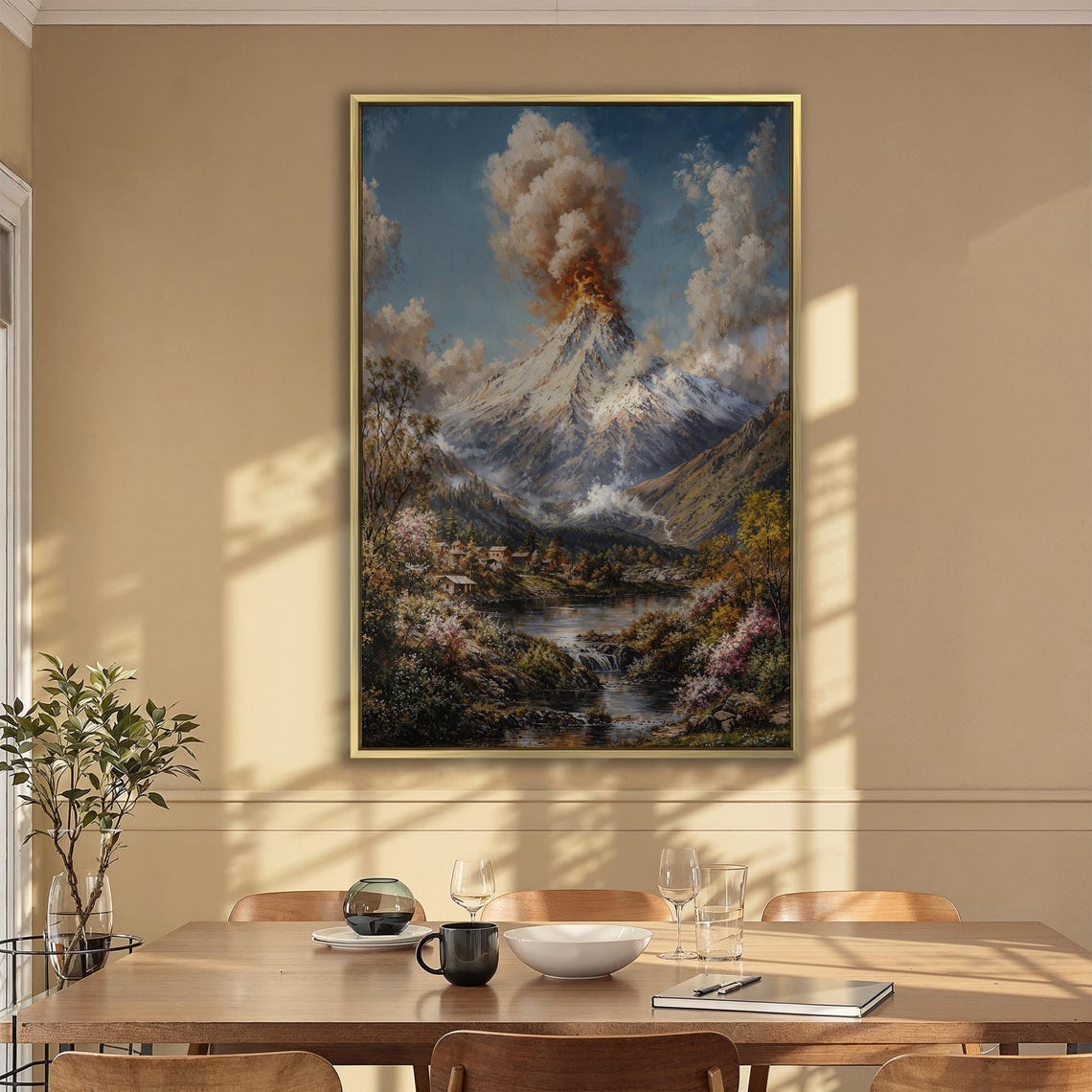 Volcanic Eruption Dramatic Landscape Mountain Art Framed Print Wall Art Rustic Nature Art Large Wall Art Ready To Hang - Image 2