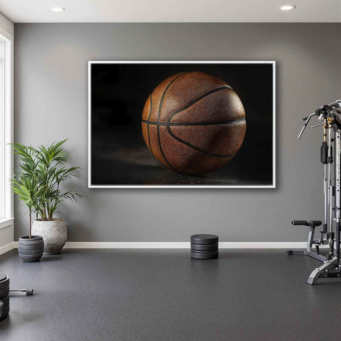 Worn Leather Basketball Close Up On Dark Moody Vintage Poster - Image 5