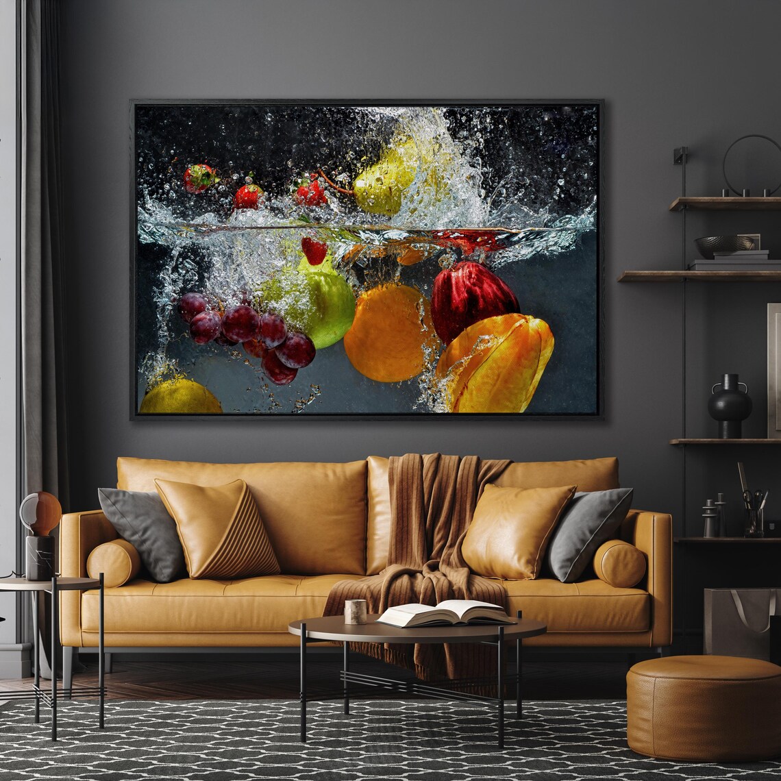Splashing Fruit Under Water, Kitchen Art Print - Image 5