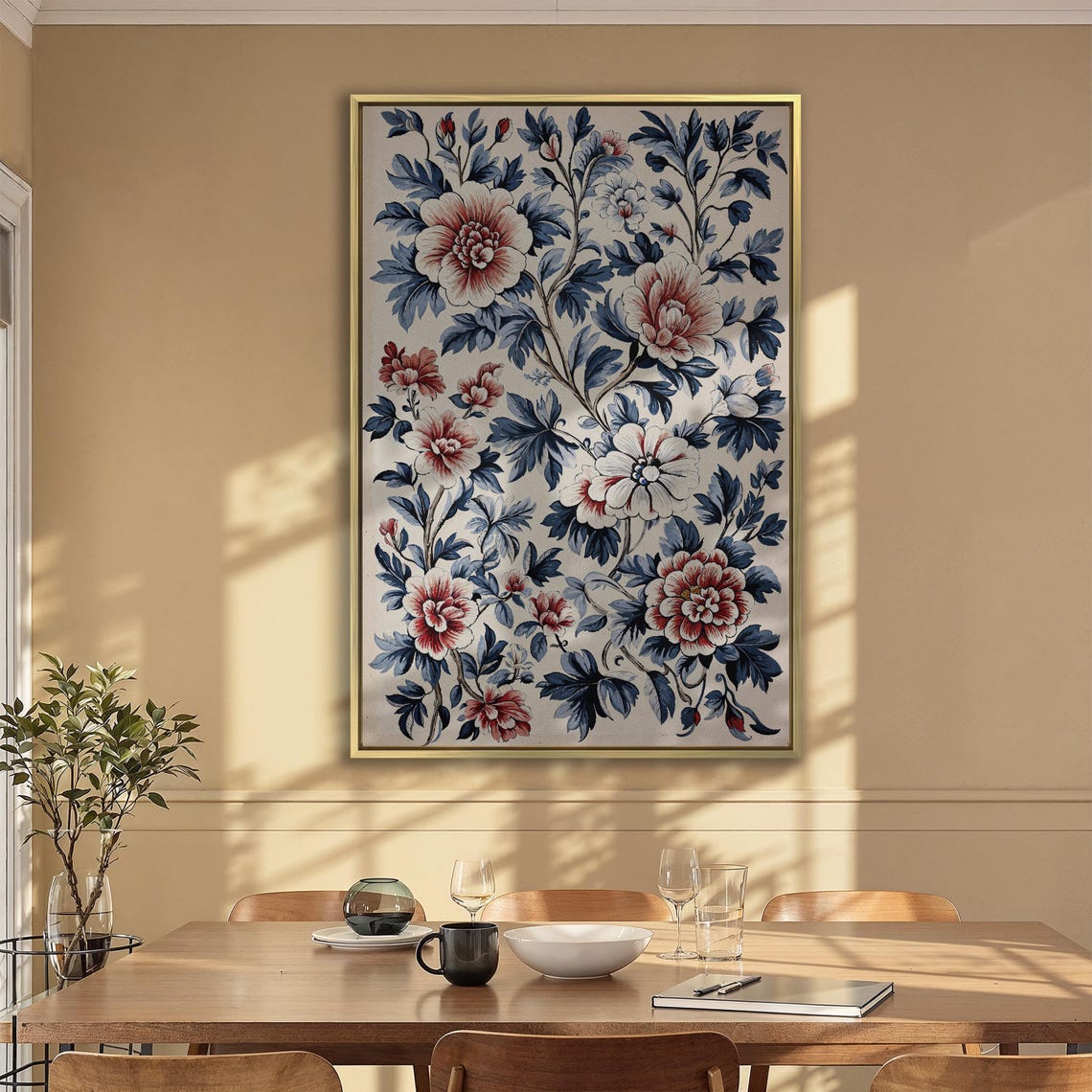 Vintage Chinoiserie Style Peony Blossoms Botanical Art Poster - Image 2
