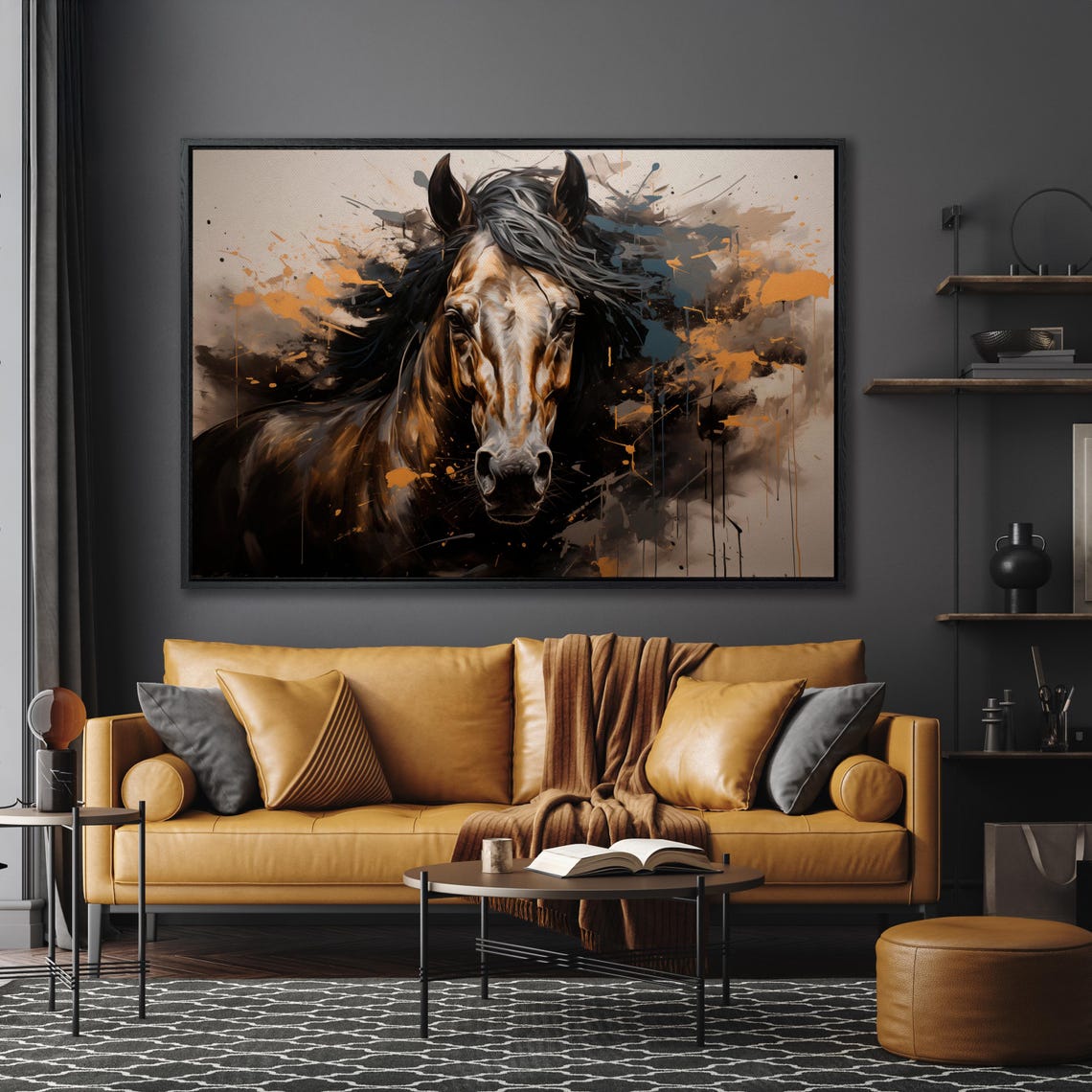 Wild Horse Head Watercolor Splash Rustic Equestrian Wall Art - Image 5