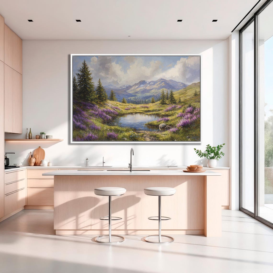 Mountain Landscape Framed Print Large Nature Wall Art Countryside Art Vibrant Scenery Tranquil Home Decor Ready To Hang Gift - Image 3