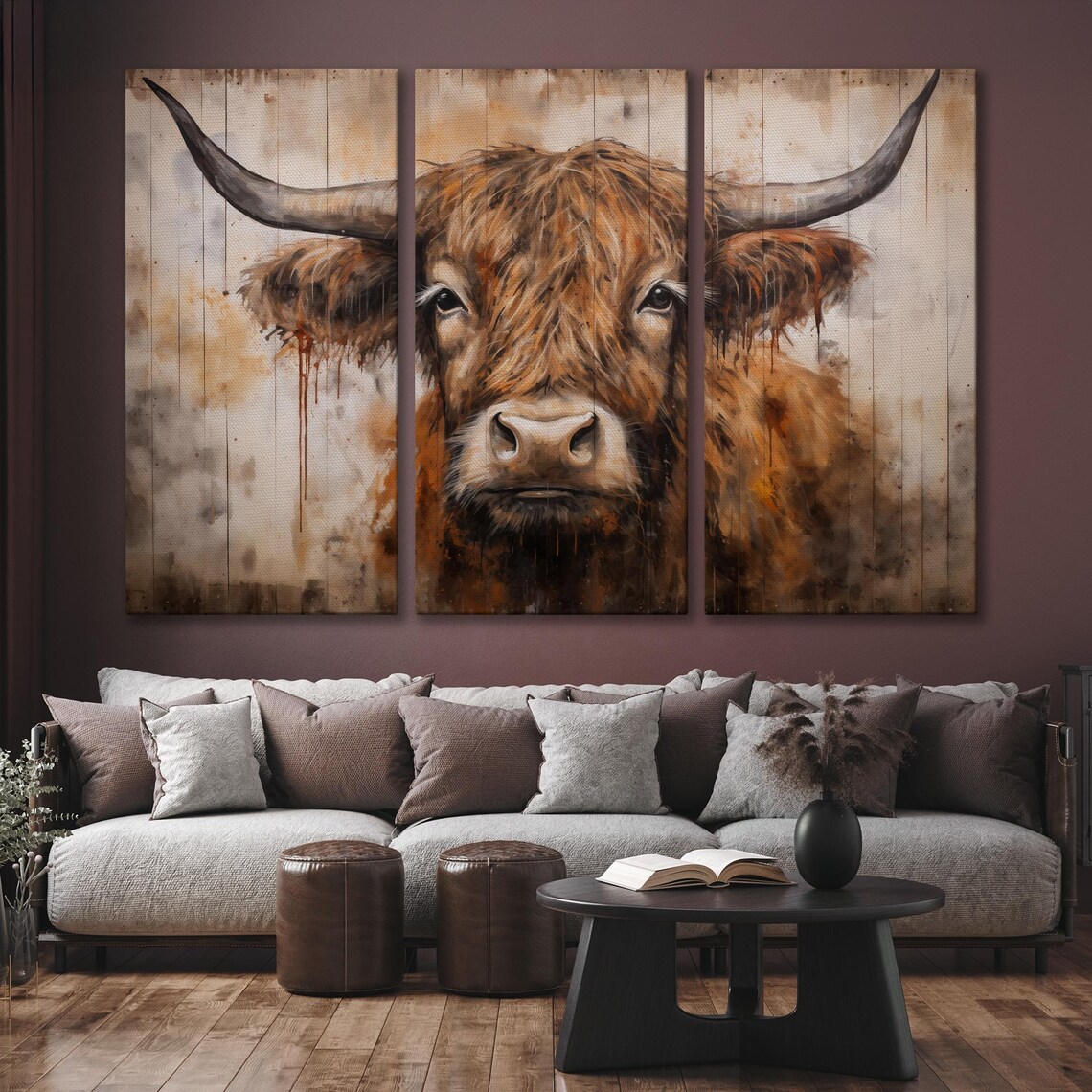 Highland Cow Close-Up Watercolor Rustic Farmhouse Cattle Poster - Image 6