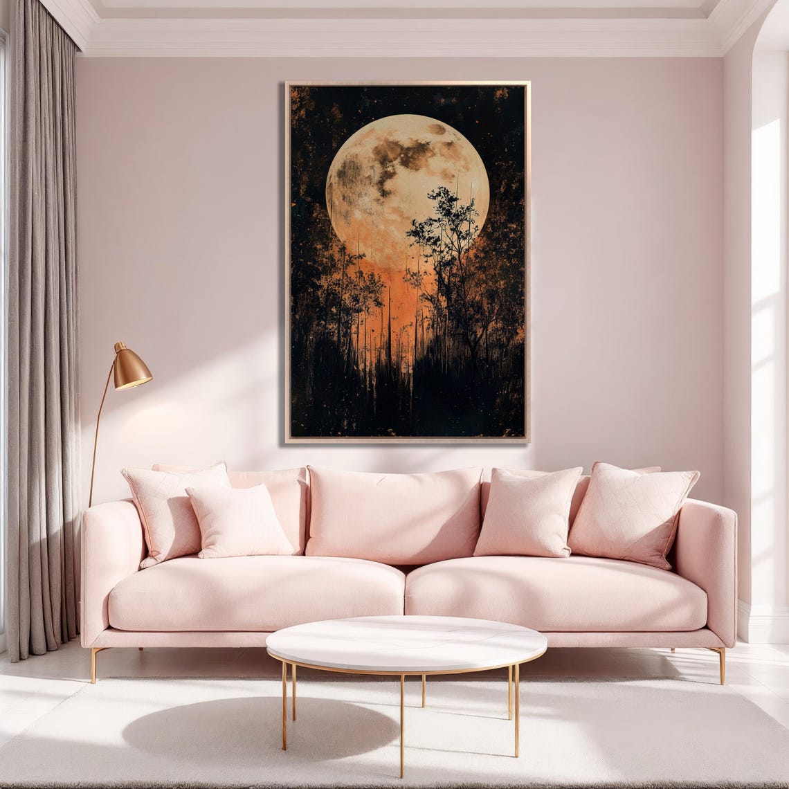 Full Moon Rising Over Dark Forest Silhouette Dramatic Night Poster - Image 3