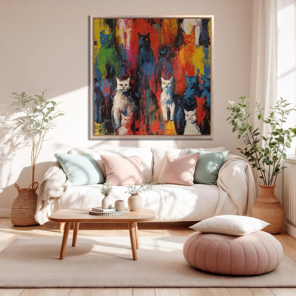 Colorful Pop Art Cats Abstract Graffiti Style Feline Painting Poster - Image 2