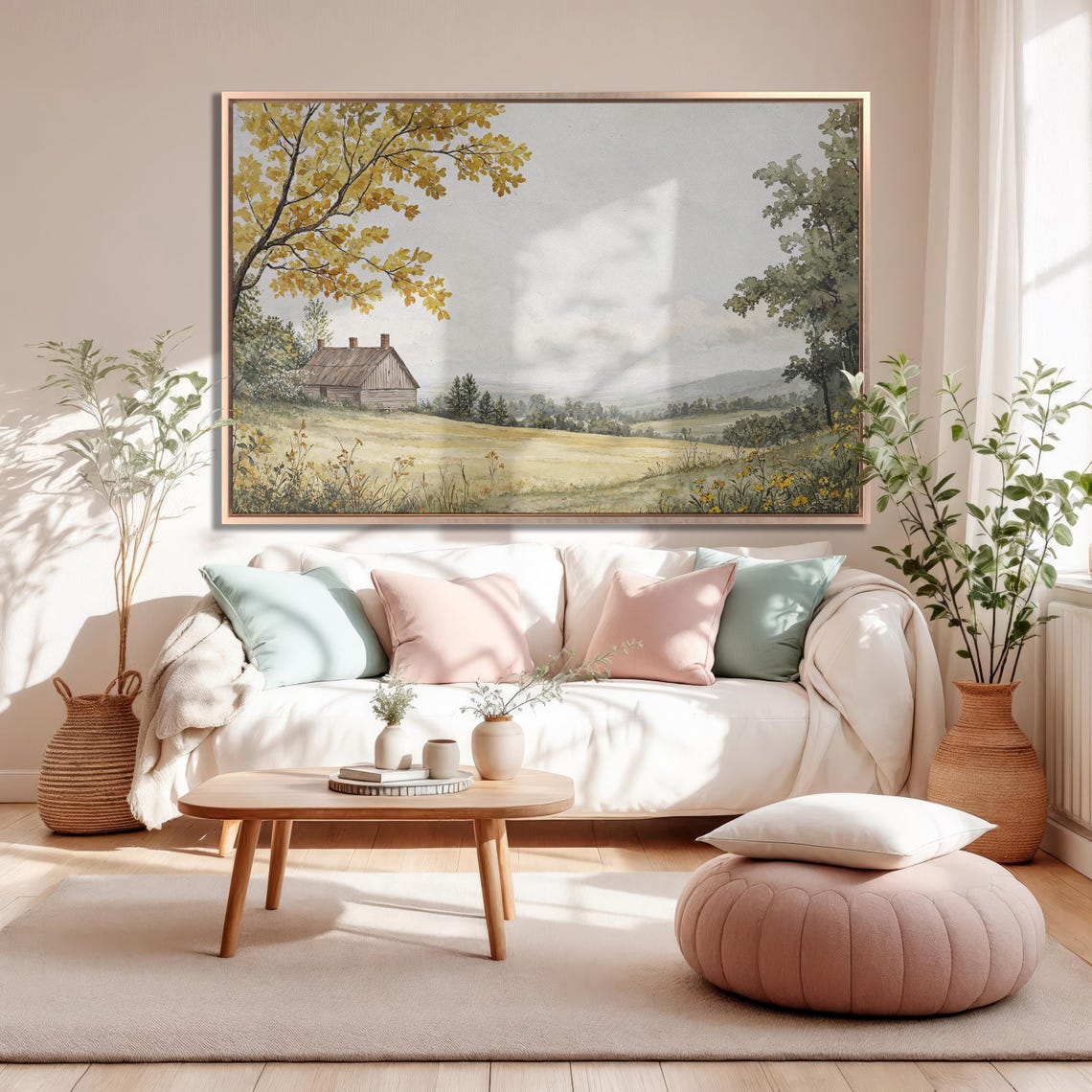 Rustic Barn On Golden Hillside Watercolor Countryside Poster - Image 5