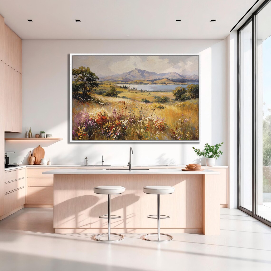 Wildflower Meadow With Golden Hills Lake And Mountains Poster - Image 3