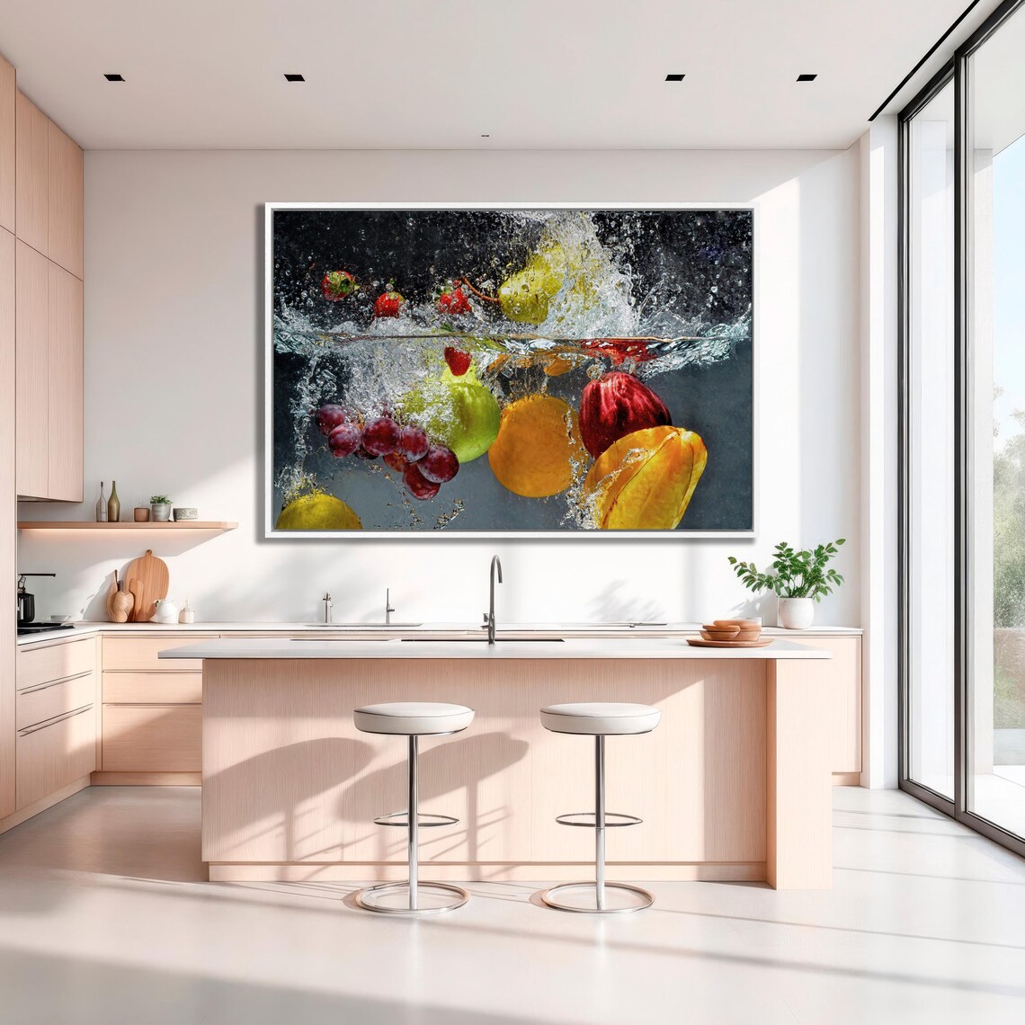Splashing Fruit Under Water, Kitchen Art Print - Image 3