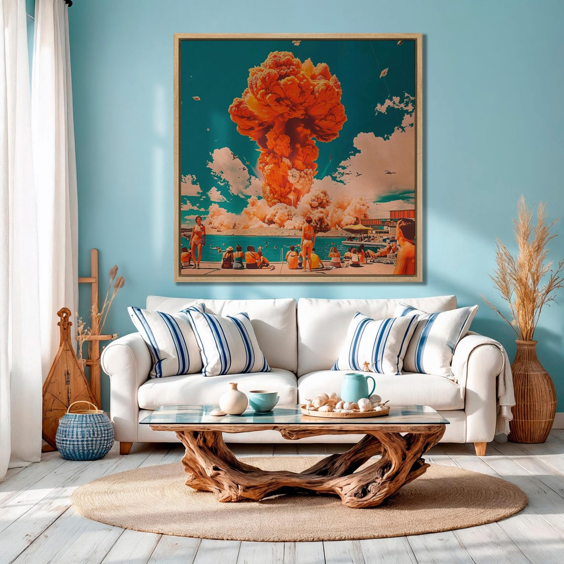 Retro Beach Atomic Mushroom Cloud Surreal Vintage Pop Art Poster - Image 5