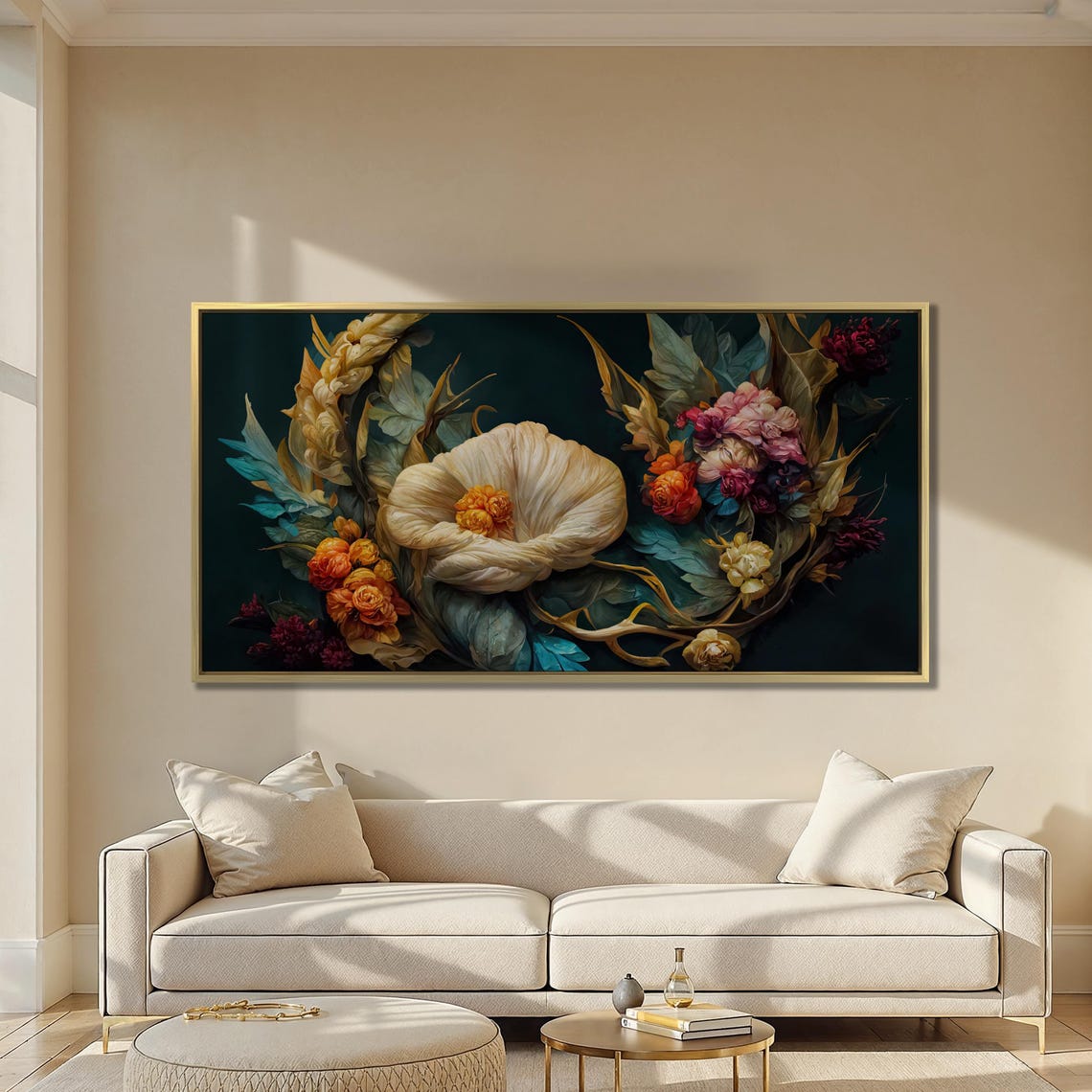 Moody Baroque Floral Dark Academia Vintage Flower Large Wall Art - Image 4