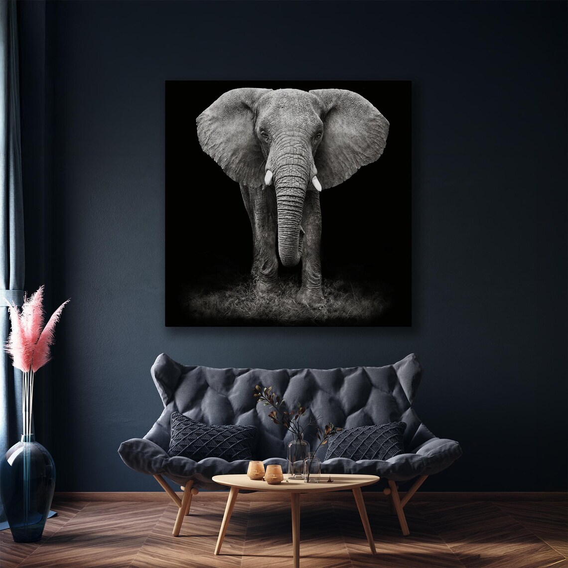 African Elephant Black and White Wall Art Print - Image 4