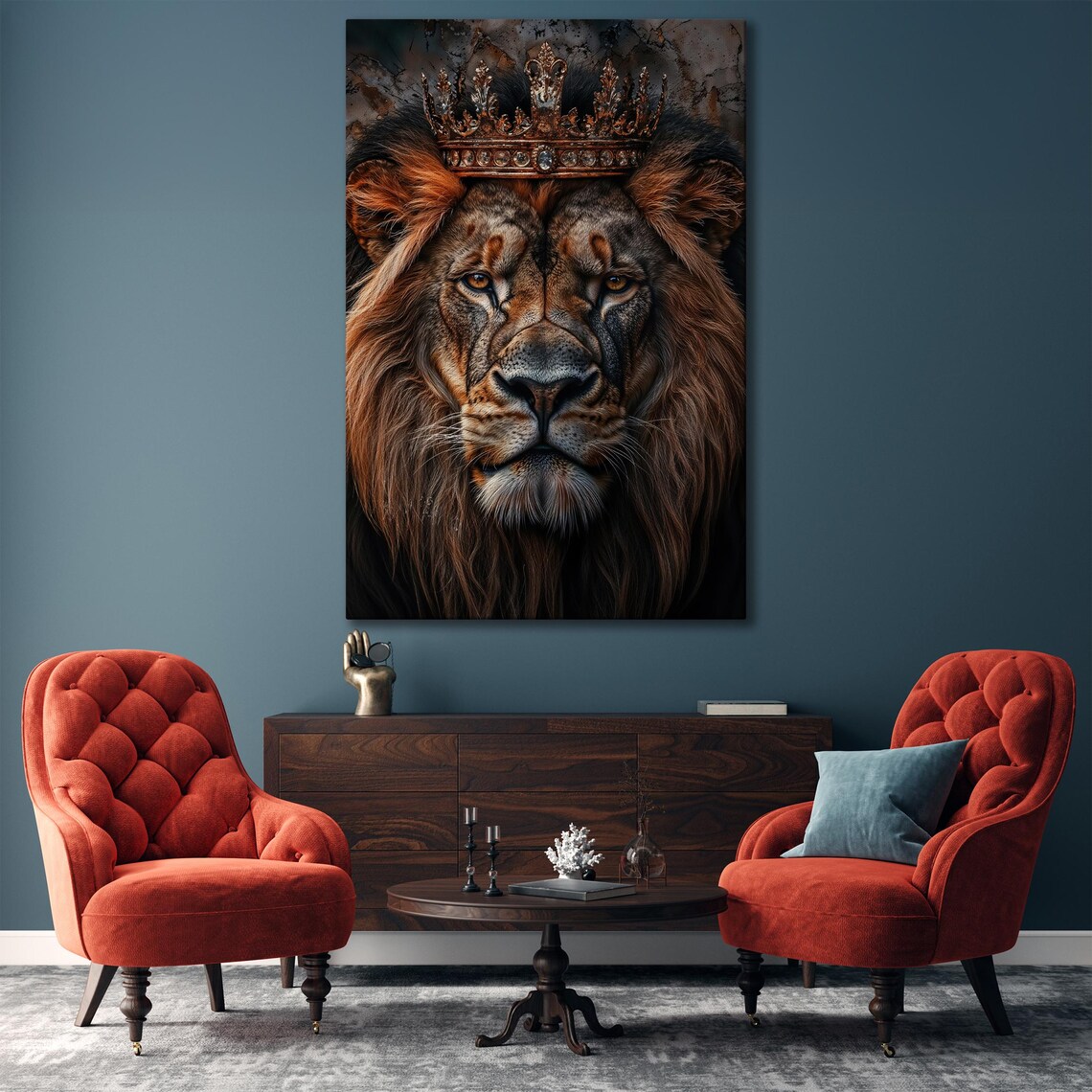 Majestic Lion Portrait Wall Art Animal Painting Print Luxury Wall Decor King Of The Jungle Poster Ready To Hang Animals Lover Gift - Image 5