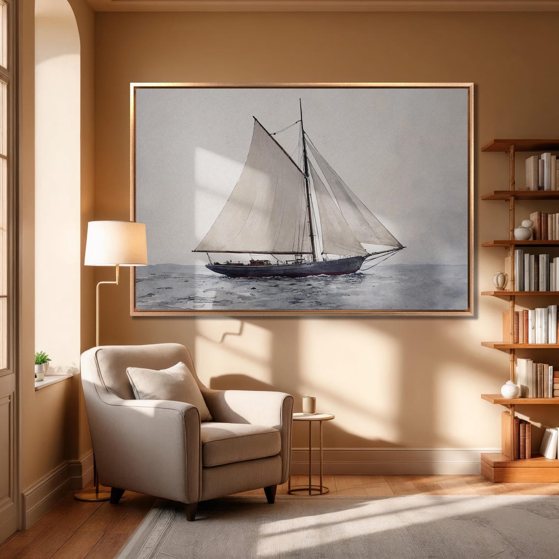 Classic Sailing Ship Watercolor With Full White Sails Poster - Image 6