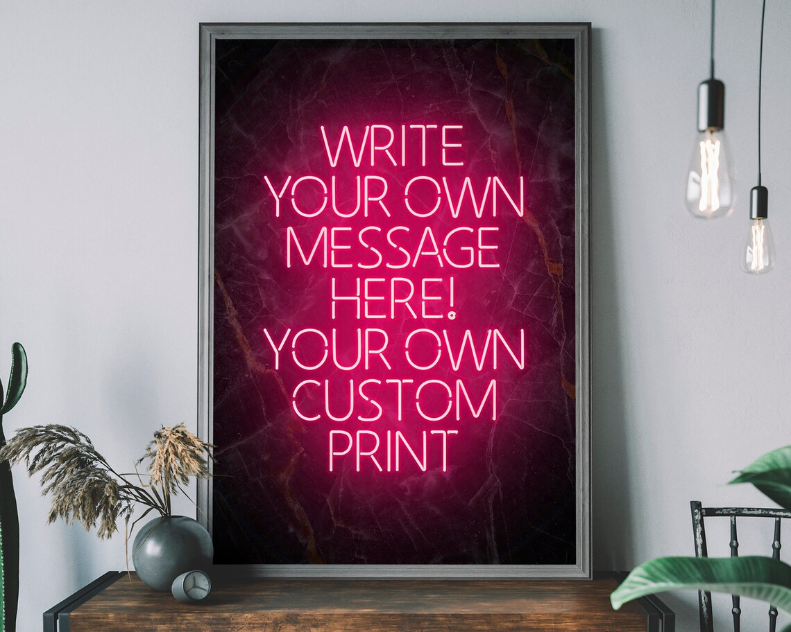 Custom Neon Style Personalized Quote Poster