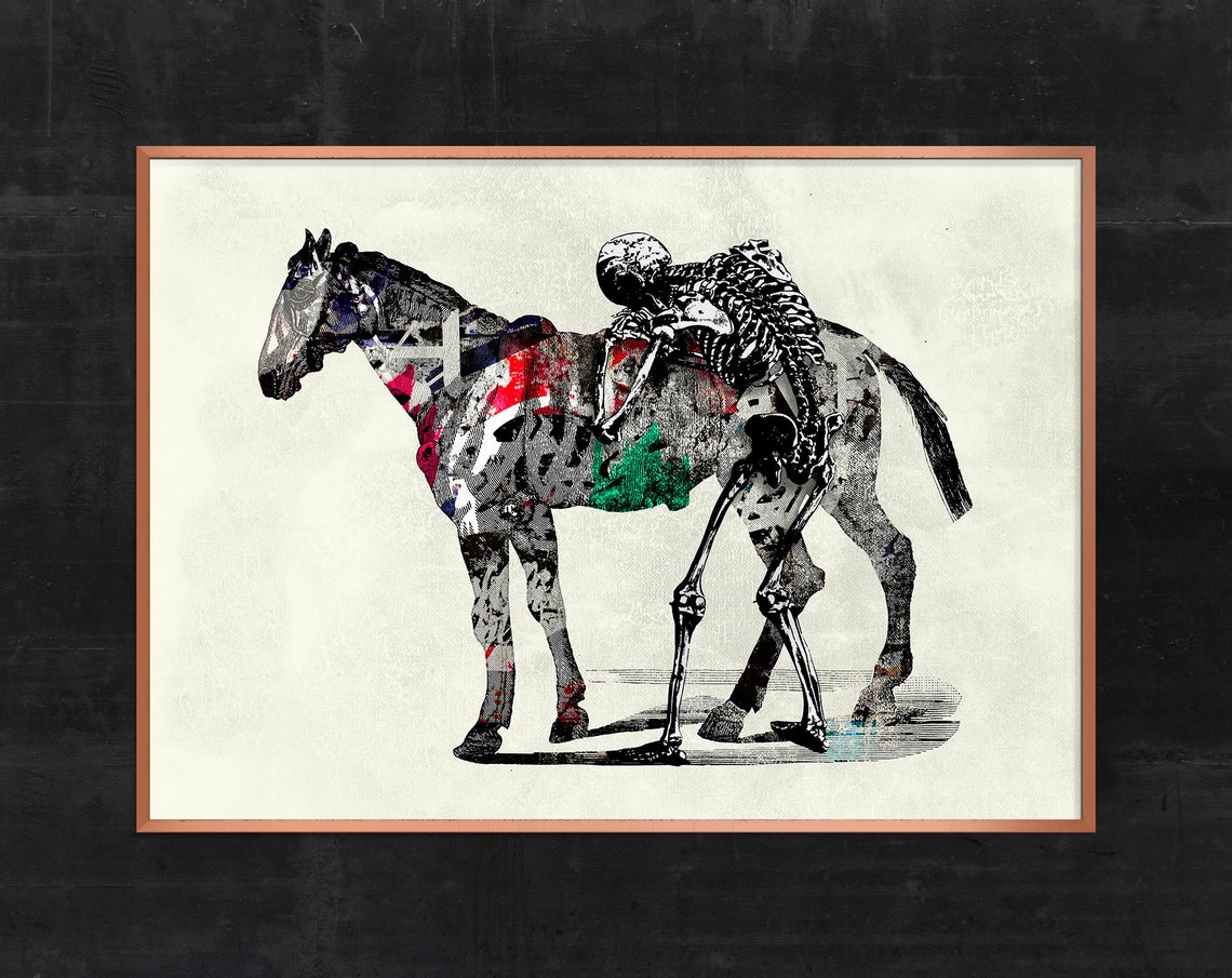 Skeleton And Horse Art Print, Urban Street Graffiti
