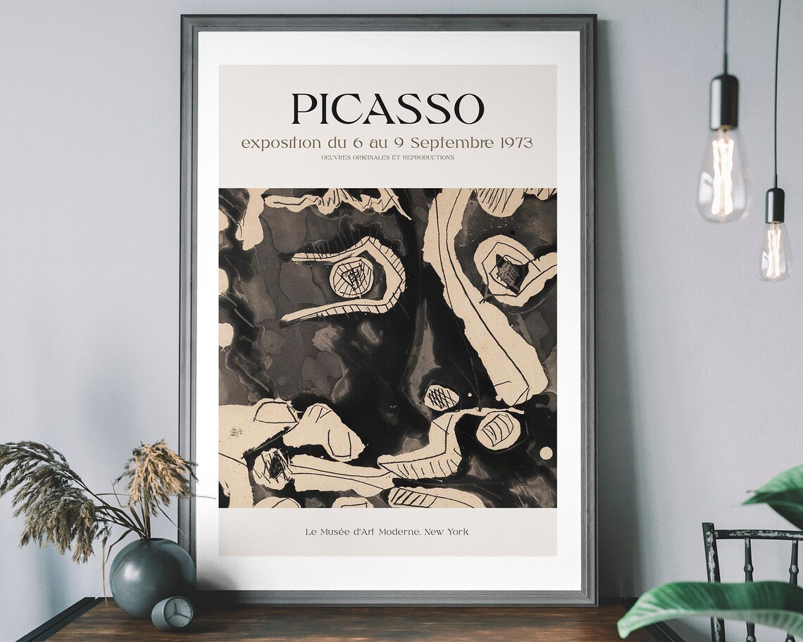 Pablo Picasso Exhibition Print, Vintage Cubism Poster