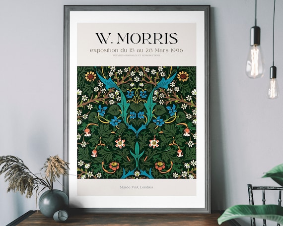 William Morris Exhibition Poster Vintage Museum Print Flower Pattern Masterpiece Art