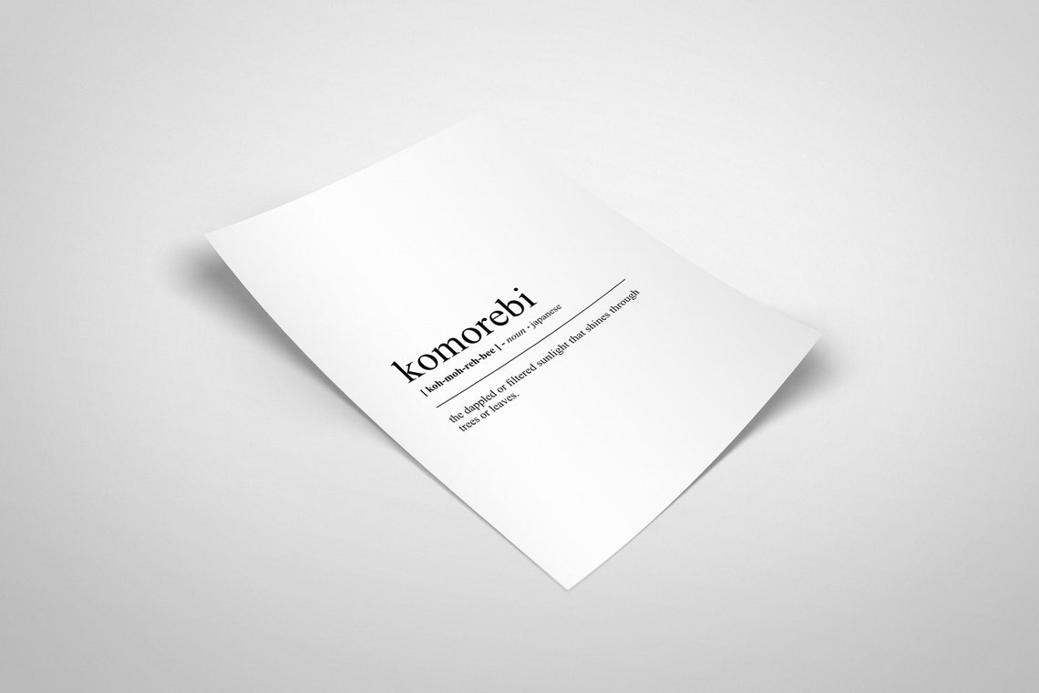 Komorebi Japanese Word Definition Minimalist Dictionary Poster - Image 2