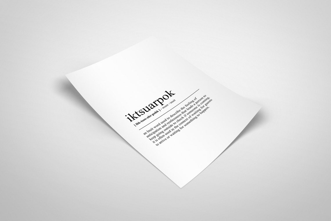 Iktsuarpok Inuit Word Definition Minimalist Dictionary Poster - Image 2