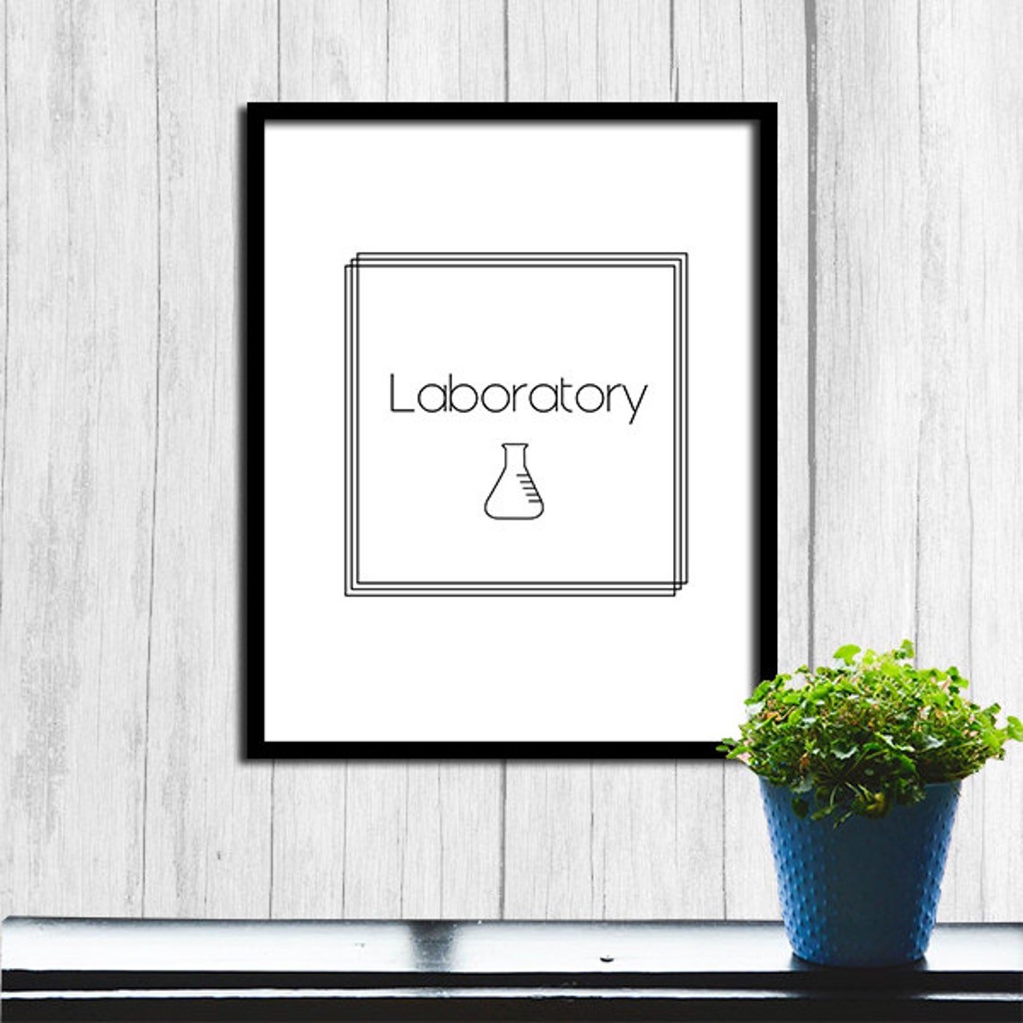 Laboratory Minimalist Black and White Science Office Sign Print