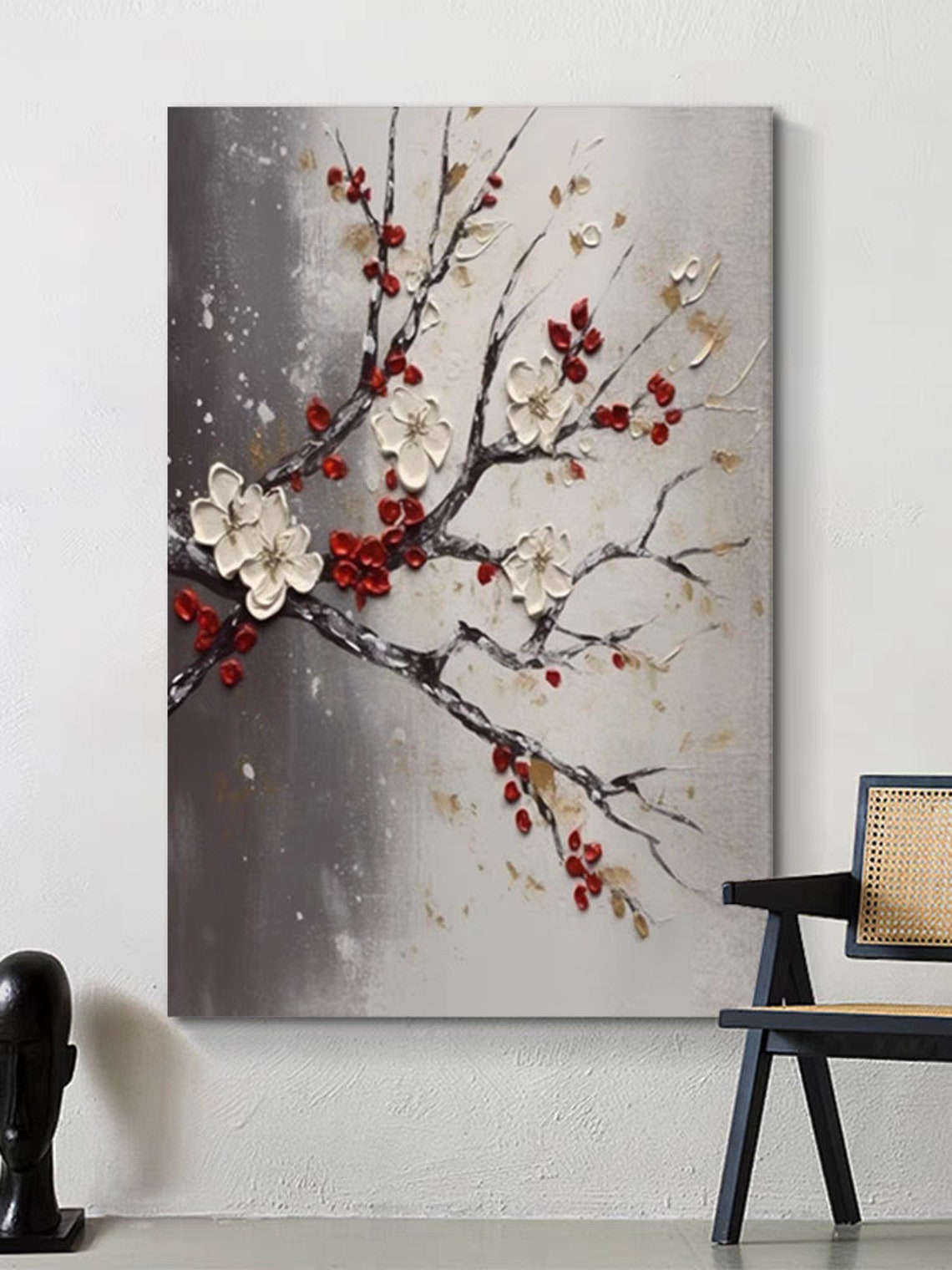 Cherry Blossom Branch Red Berries White Bloom Elegant Floral Poster - Image 4
