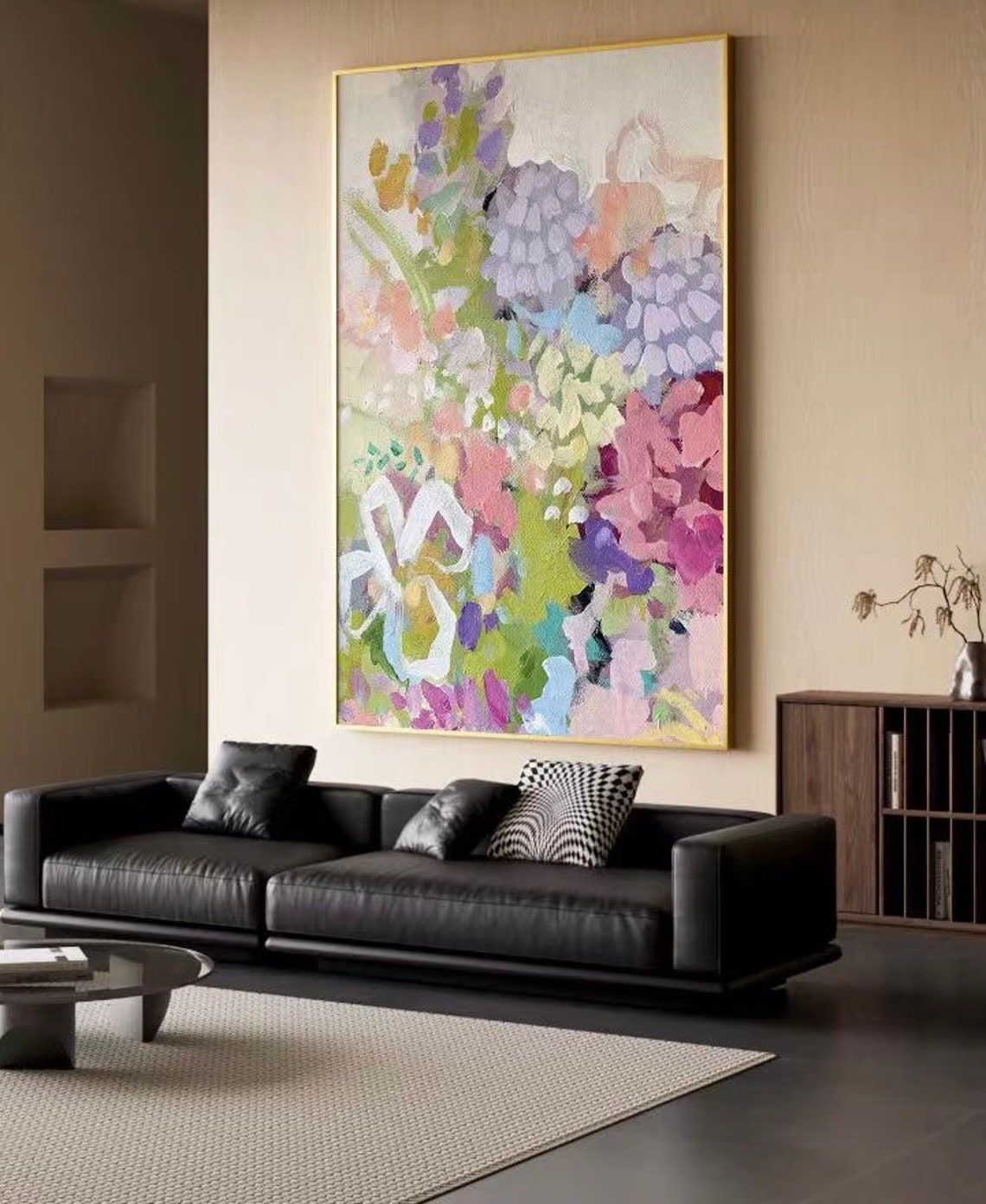 Pastel Hydrangea Floral Purple Pink Bloom Vertical Canvas Poster - Image 4