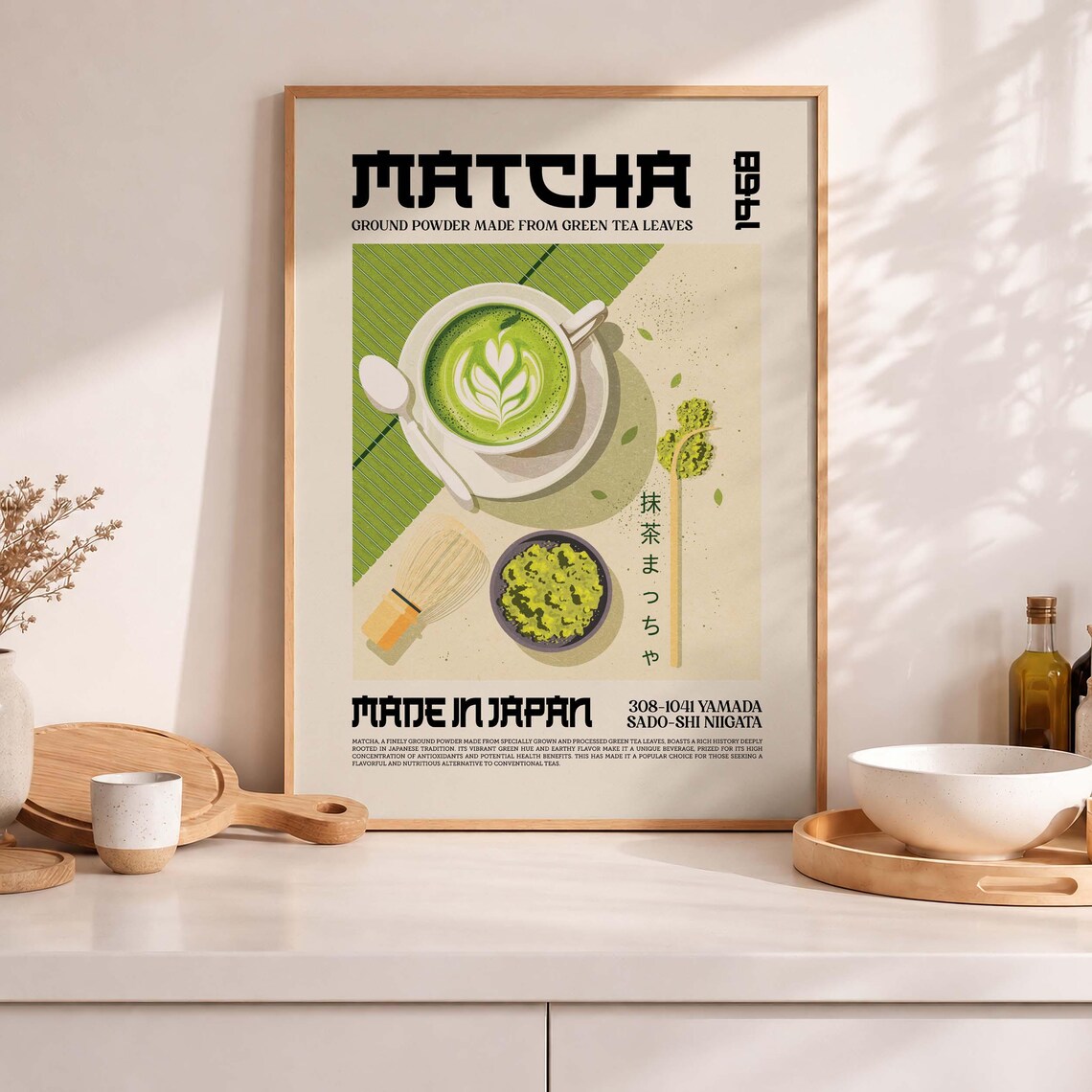 Matcha Tea Art Print, Japanese Zen Decor
