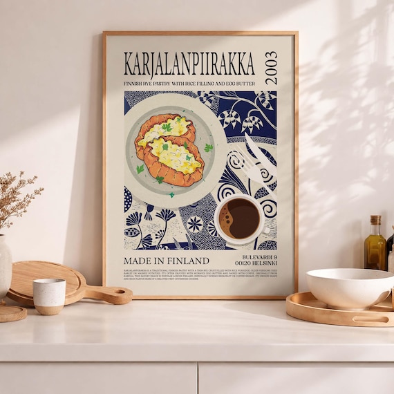 Karelian Pasty Retro Kitchen Art Print