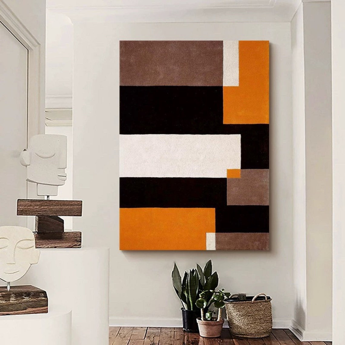 Bauhaus Style Black Orange White Blocks Retro Abstract Art Poster - Image 4
