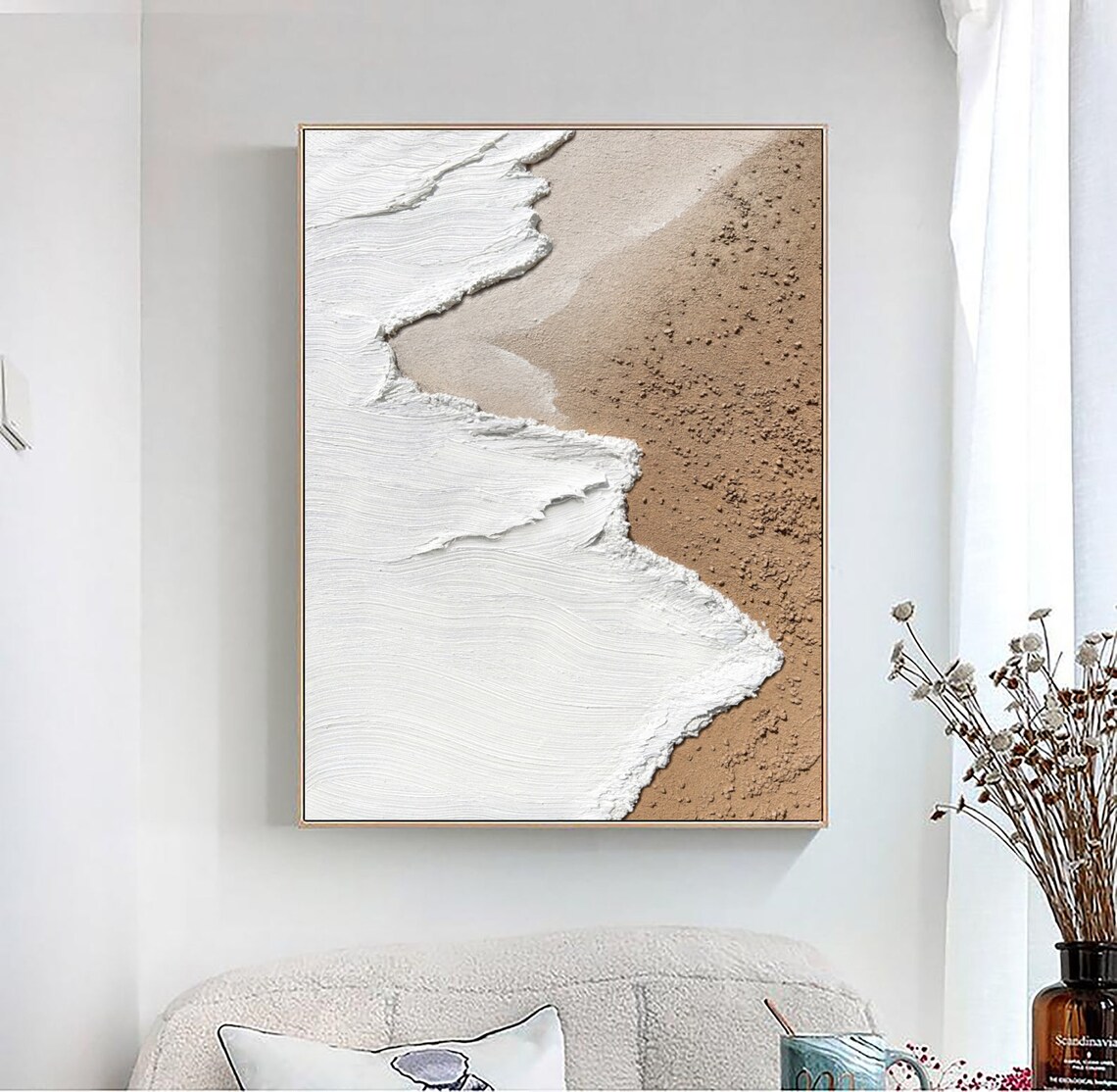 Aerial White Foam Waves Meeting Tan Sand Abstract Beach Poster - Image 3