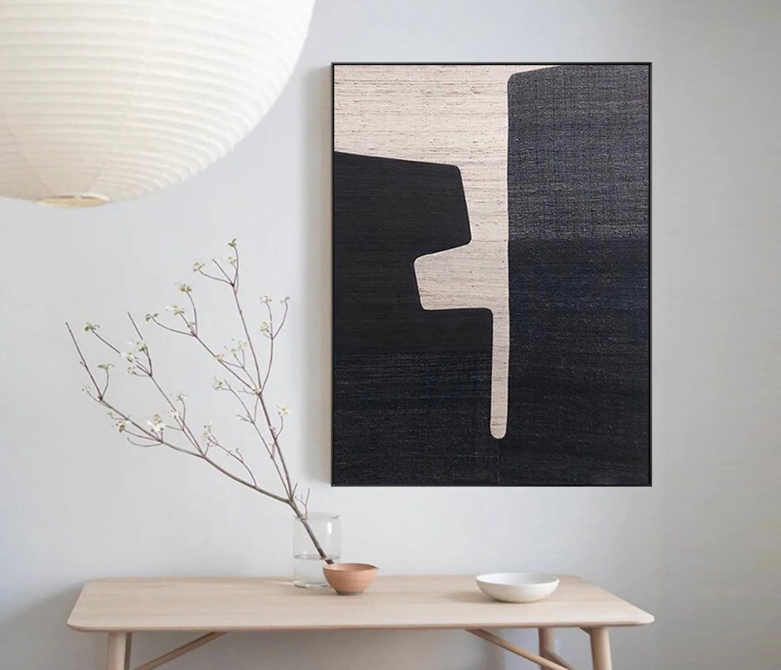 Black And Beige Wabi Sabi Wall Art Minimalist Black Beige Abstract Painting Textured Painting Modern Abstract Painting Neutral Wabi Sabi Art - Image 4