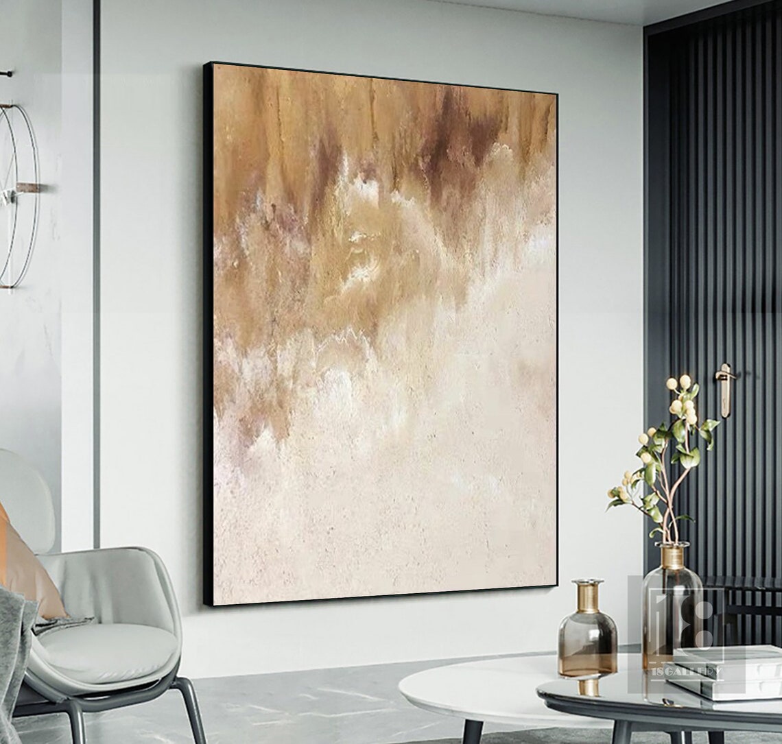Large Minimalist Abstract Painting Neutral Wall Decor Beige White Textured Wall Art Wabi Sabi Wall Art Entrance Wall Decor Brown Painting - Image 2