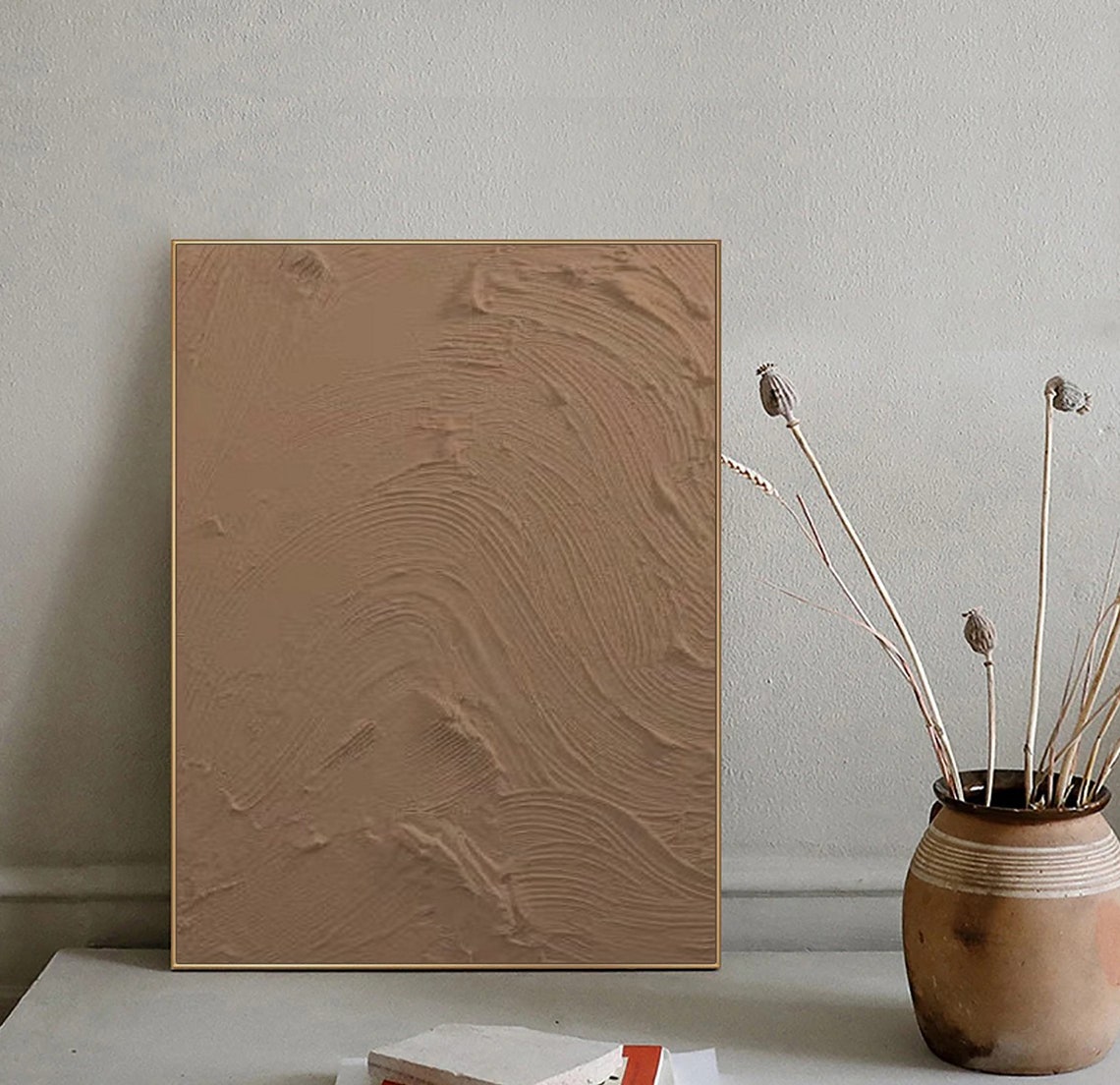 Milk Chocolate Swirl Sun Arc Textured Impasto Abstract Poster - Image 4