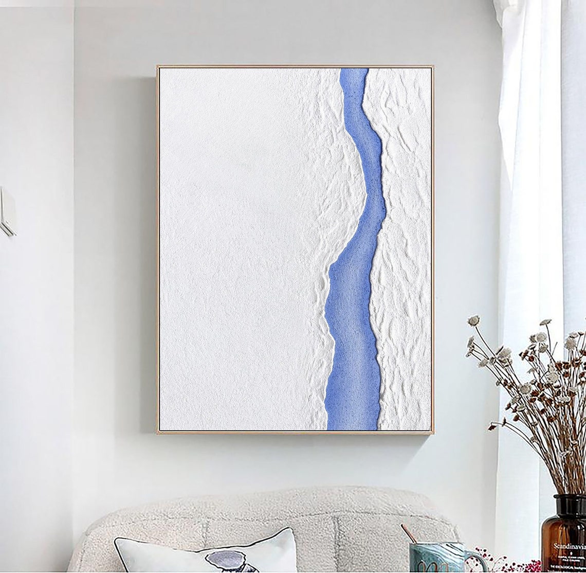 Blue River Down White Texture Minimalist Abstract Neutral Poster - Image 4