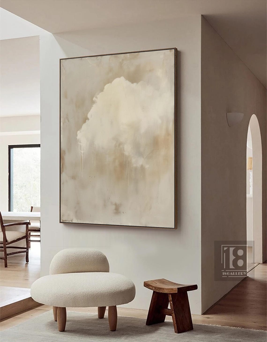 Original White Cloud Abstract Painting White Cloud Texture Wall Art Neutral Beige Abstract Art Modern Minimalist Sky Painting Living Room - Image 2