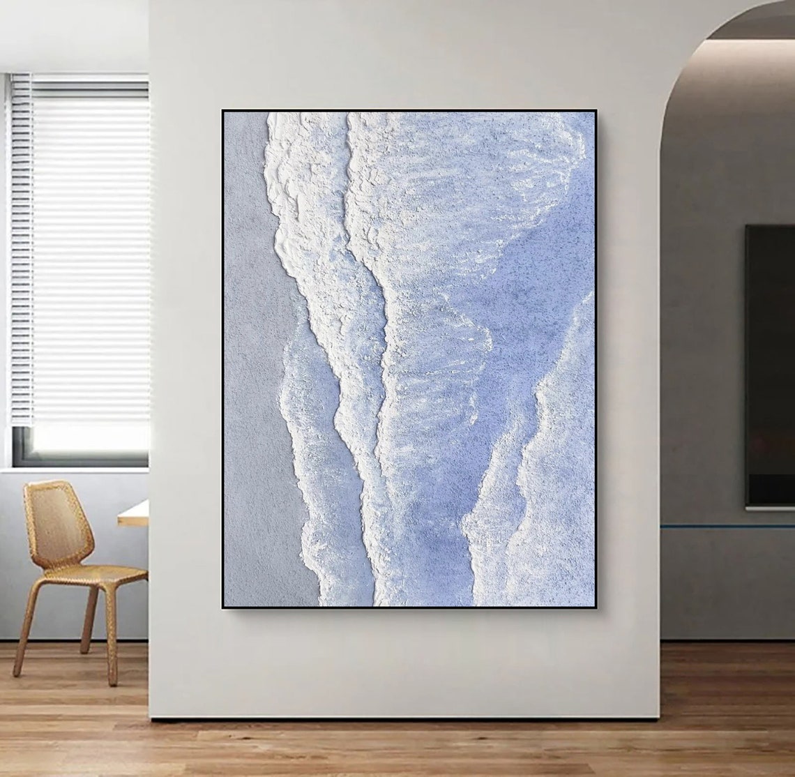 Aerial White Foam Ocean Waves Blue Water Vertical Art Poster - Image 5