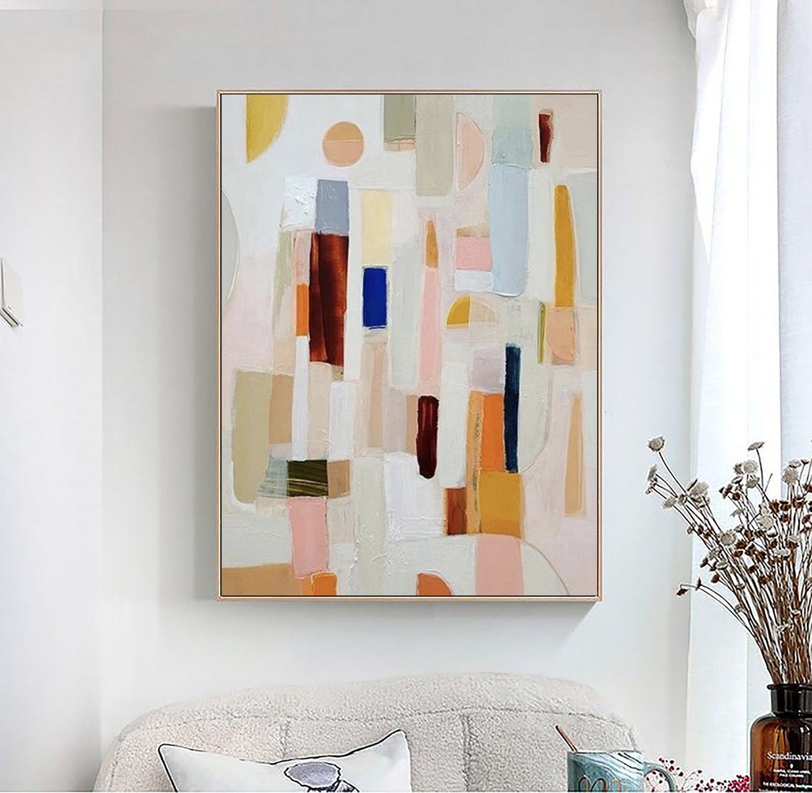 Neutral Color Abstract Painting Large Modern Palette Knife Texture Colorful Abstract Wall Art Oversize Framed Oil Painting Artwork - Image 3