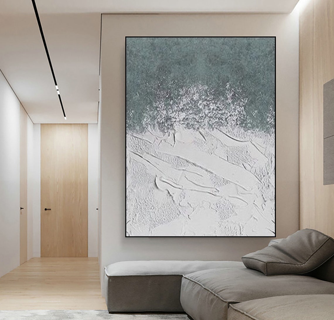 Wabi Sabi Wall Art Gray White Minimalist Abstract Painting On Boho Textured Wall Art Neutral Wall Decor Painting Entrance Wall Art - Image 3