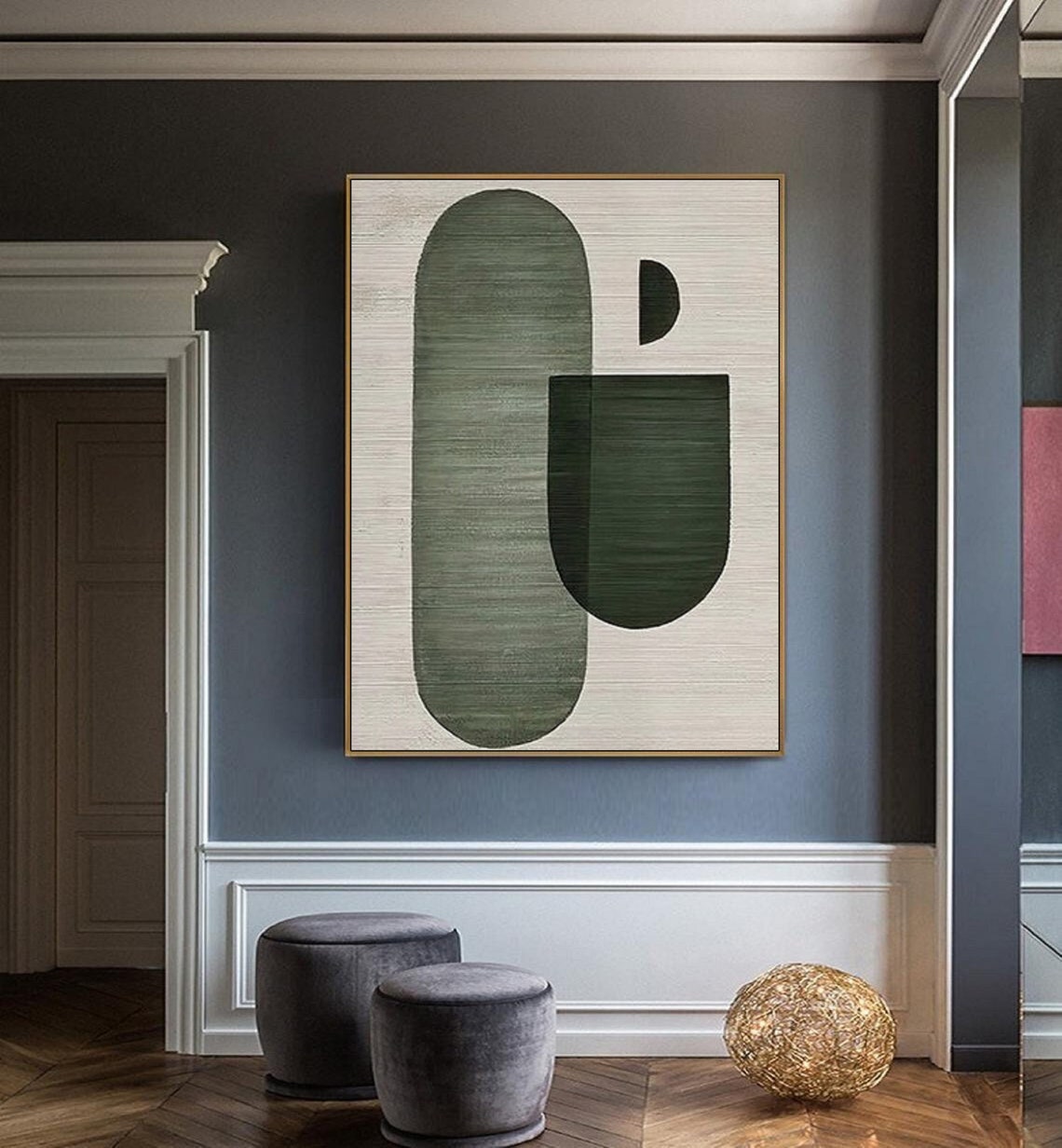 Green And Beige Abstract Painting Green Minimalist Painting On Green Abstract Painting Neutral Artwork Green Textured Wall Art - Image 4