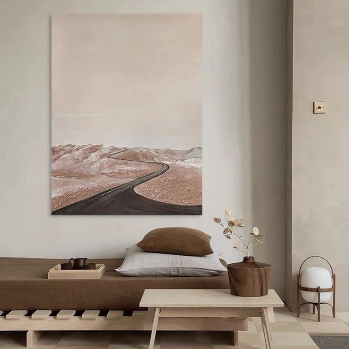 Original Beige Abstract Painting Beige Abstract Landscape Painting Beige Sky Painting Bedroom Wall Art Acrylic Painting Abstract Wall Art - Image 4