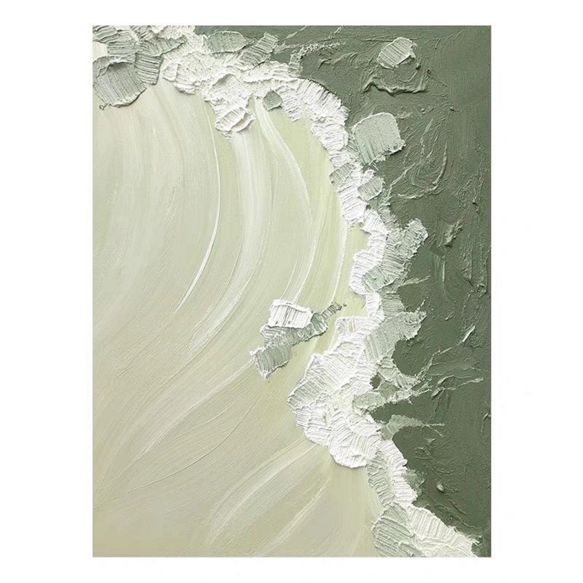 Sage Green Sea Foam Abstract Textured Coastal Beach Art Poster - Image 2