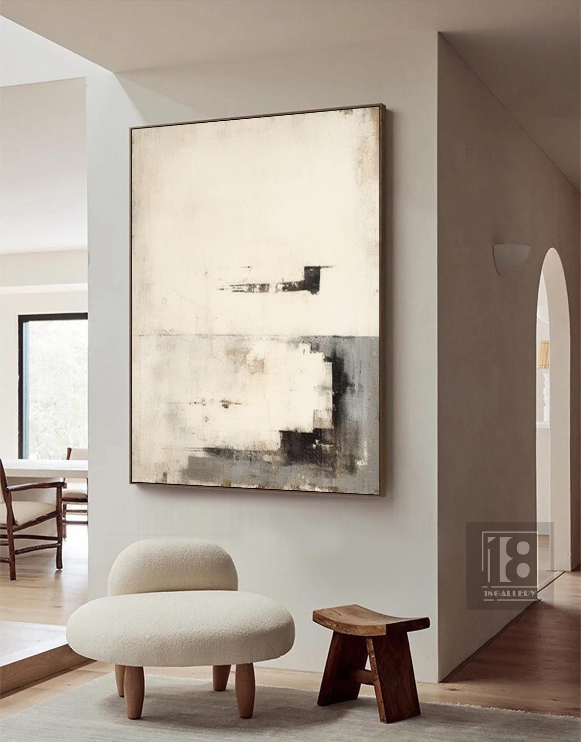 Faint Ink Strokes on Ivory With Soft Gray Wash Minimalist Art Poster - Image 2