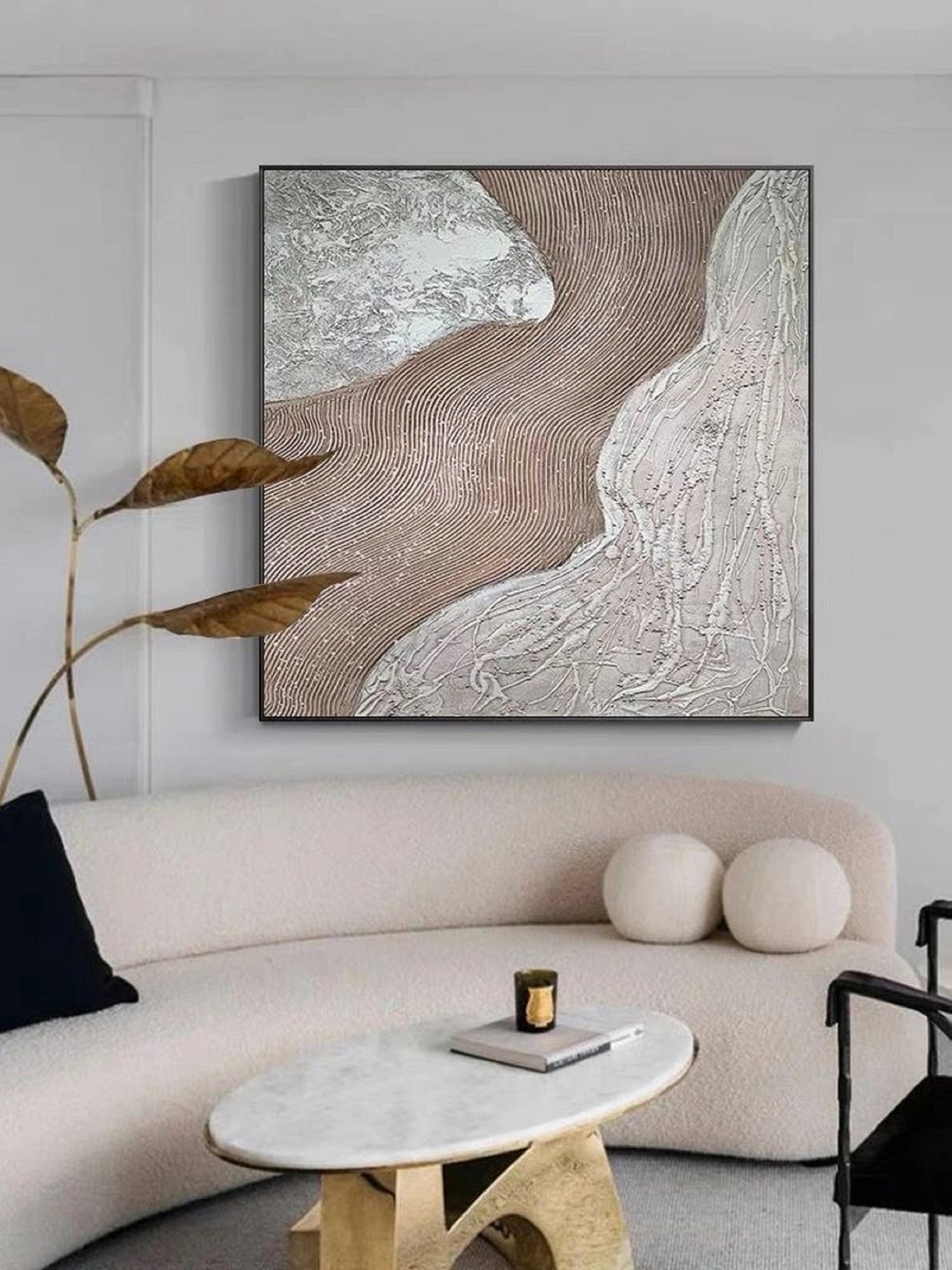 Bronze Silver Textured Wave Abstract Modern Luxury Art Poster - Image 3