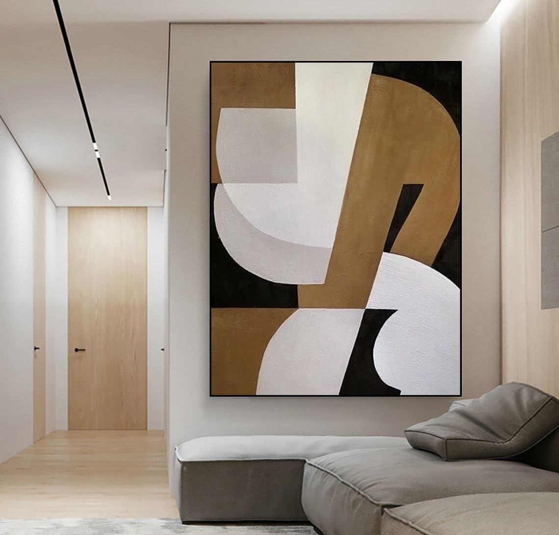 Brown And White Abstract Painting Black White Minimalist Painting On Modern Abstract Painting Neutral Art Work Wabi Sabi Wall Art - Image 4