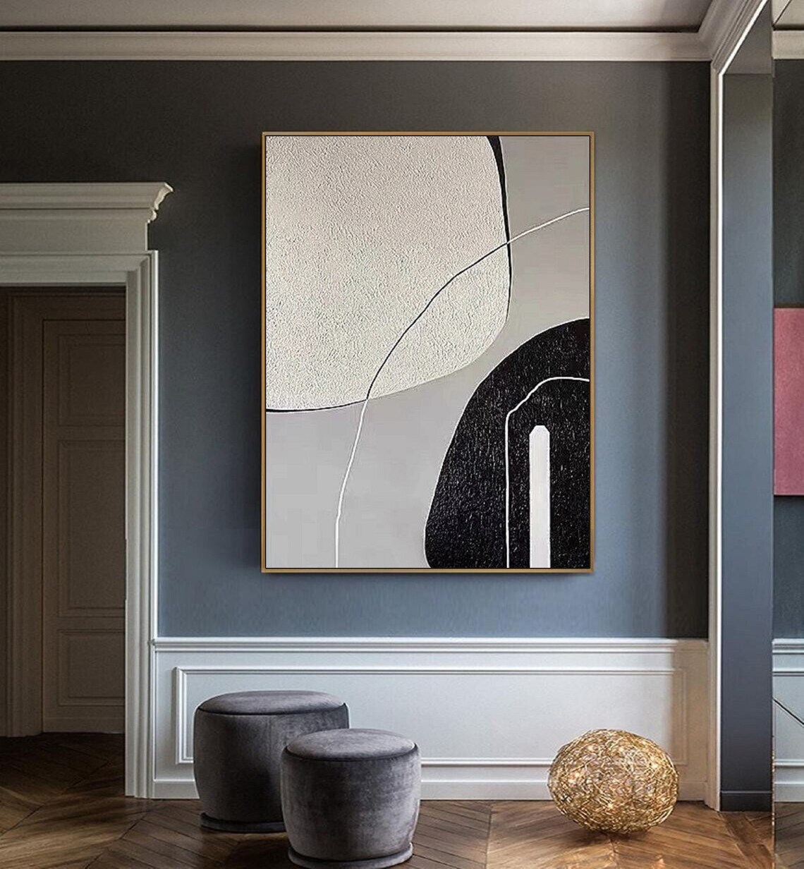 Gray White Textured Wall Art Original Abstract Painting Wabi Sabi Wall Art White Textured Painting Oil Hand Painting Home Wall Art Painting - Image 3